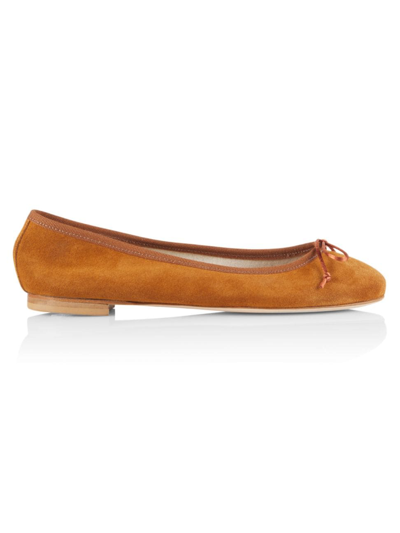 Saks Fifth Avenue Women's Collection Suede Ballet Flats In Camel