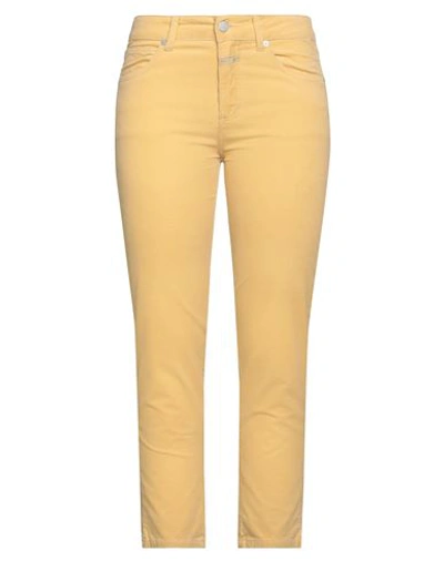 Closed Woman Pants Yellow Size 28 Cotton, Eco Polyester