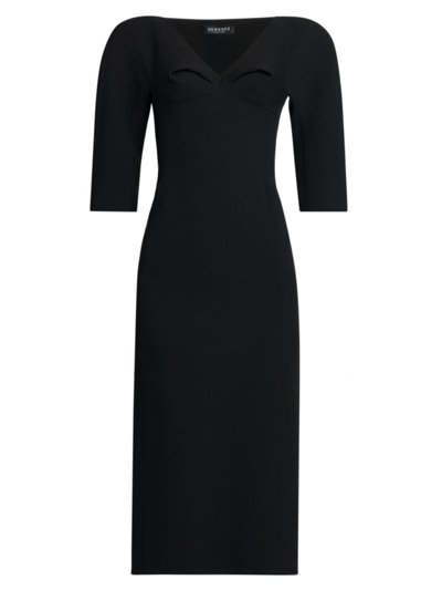 Versace Women's Satin Pinched Midi-dress In Black