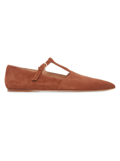 Gabriela Hearst Lola Suede Ballet Flats In Cognac