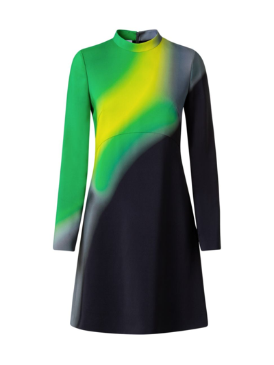 Akris Punto Tech Green Disco Laser Printed Short Dress In Tech Green-multic