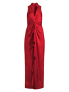 Aidan Mattox Women's Ruffle Satin Column Gown In Autmn Blze