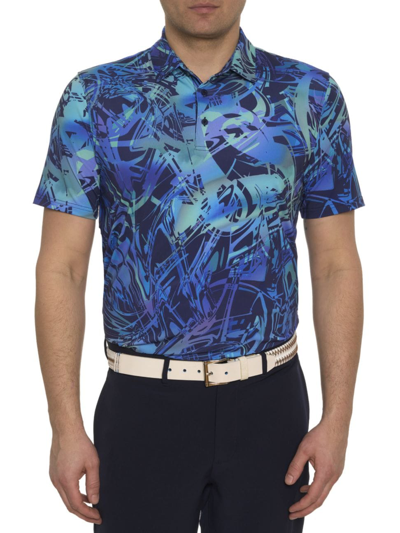 Robert Graham Men's Messina Laser Knit Polo Shirt In Navy