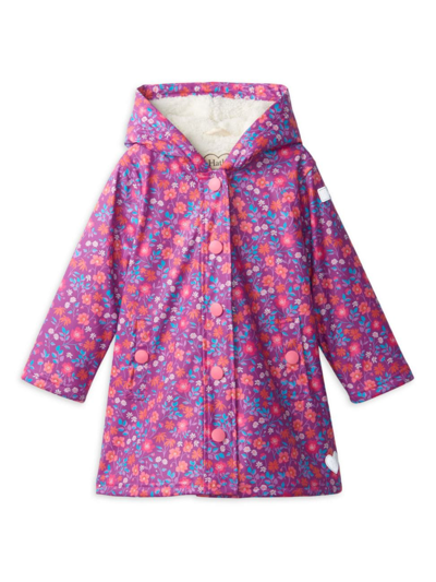 Hatley Little Girl's & Girl's Wild Flowers Sherpa-lined Splash Jacket In Holly Hock