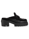 Stuart Weitzman Soho Chill Leather Shearling Loafer Mules In Black