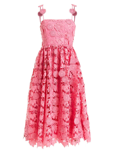Mestiza New York Women's Raelyn Floral Lace Midi-dress In Bombay Pink