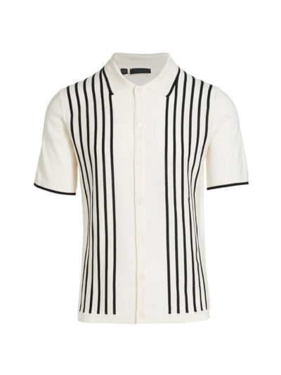 Saks Fifth Avenue Men's Collection Striped Wool Polo Shirt In White