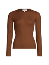 Michael Kors Women's Hutton Ribbed Cashmere Sweater In Chestnut