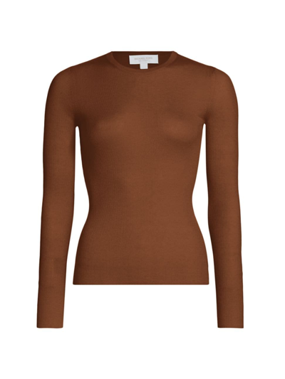 Michael Kors Women's Hutton Ribbed Cashmere Jumper In Chestnut