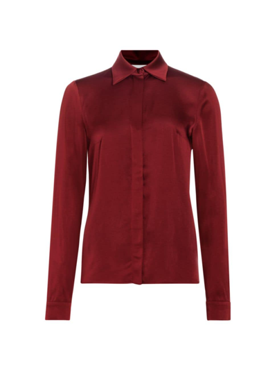 Michael Kors Women's Hansen Charmeuse Shirt In Merlot