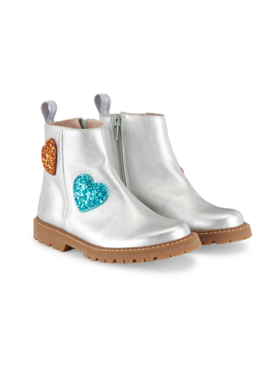 Sophia Webster Babies' Little Girl's & Girl's Amora Metallic Leather Boots In Silver Multi Glitter