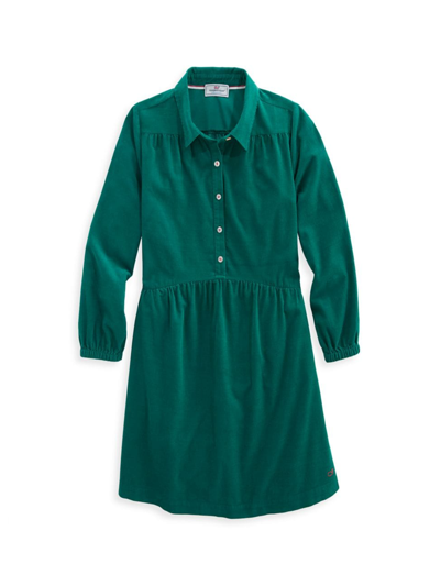 Vineyard Vines Kids' Little Girl's & Girl's Corduroy Cotton Shirt Dress In Turf Green