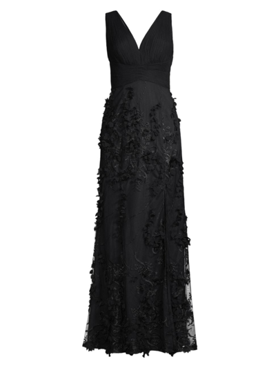 Aidan Mattox Floral Applique Mermaid Gown - Exclusive In Twilight