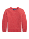 Polo Ralph Lauren Little Boy's & Boy's Wool-cashmere Sweater In Flushed Red Heather
