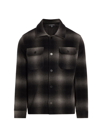 Saks Fifth Avenue Men's Slim-fit Shadow Plaid Shirt Jacket In Gunmetal