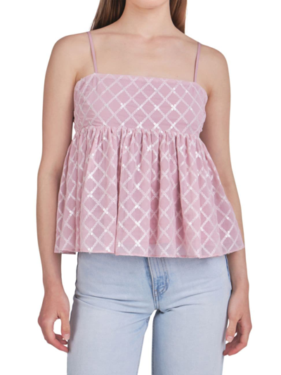 Endless Rose Sequin Embroidered Babydoll Top In Animal Print