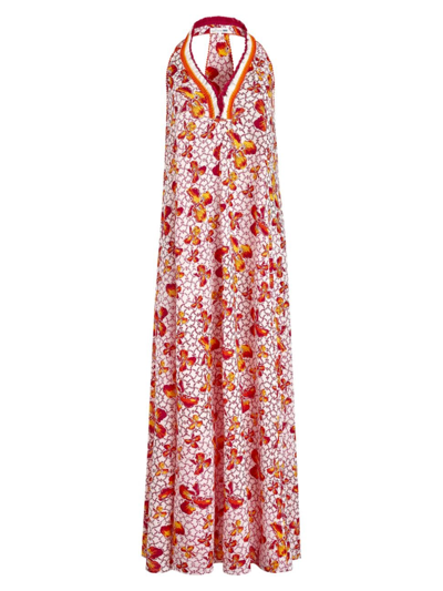 Vilebrequin Women's Iris Floral Shift Maxi Dress In Orange Pink