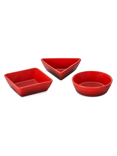 Le Creuset Stoneware 3-piece Tapas Dish Set In Cerise