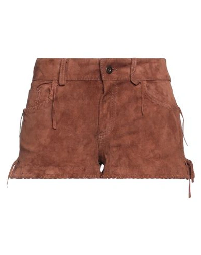 Salvatore Santoro Woman Shorts & Bermuda Shorts Tan Size 6 Ovine Leather In Brown