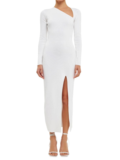 Endless Rose Women's Cut Out Long Sleeve Midi Dress In White