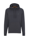 Hugo Boss French-terry-cotton Hooded Sweatshirt With Logo Patch In Dark Grey