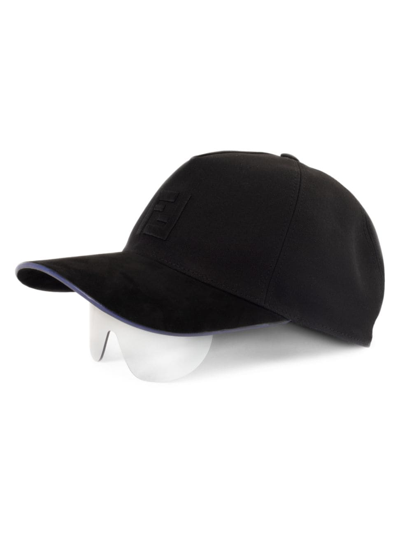 Fendi Men's Ff Logo Print Eyecap In Black Other Smoke Mirror