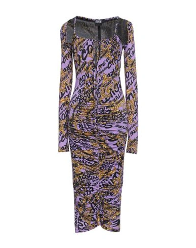 Versace Jeans Couture Woman Midi Dress Light Purple Size 6 Viscose, Elastane