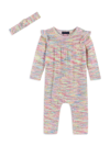 ANDY & EVAN BABY GIRL'S MULTICOLOR KNIT COVERALL & HEADBAND SET