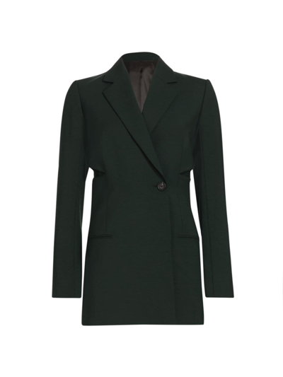 Helmut Lang Slash Cut-out Single-breasted Blazer In Evergreen