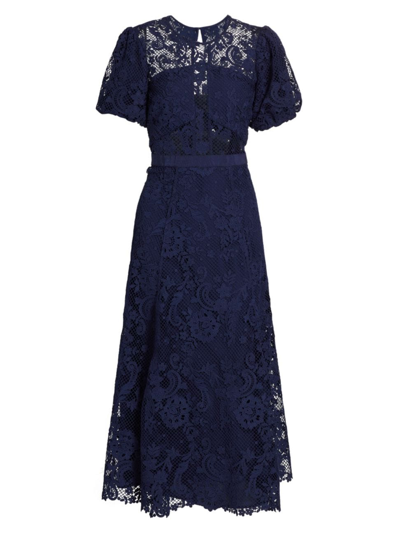 Self-portrait Guipure-lace Midi Dress In Blue