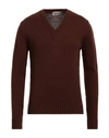 Irish Crone Man Sweater Camel Size Xl Alpaca Wool, Polyamide, Wool In Brown