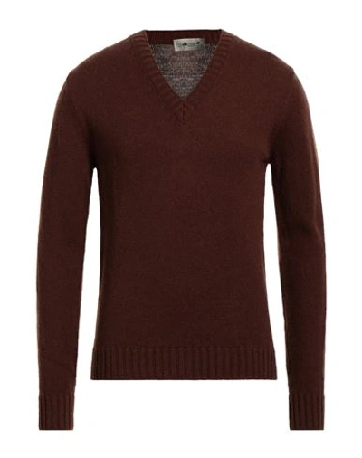 Irish Crone Man Sweater Camel Size Xl Alpaca Wool, Polyamide, Wool In Brown