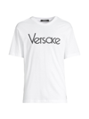 Versace Men's Logo Crewneck T-shirt In Optical White