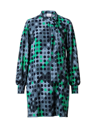 Akris Punto Polka-dot Print Mini Dress In Slate Green In Grey