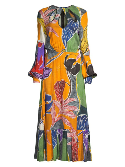 Stella Jean Women's Floral Cut-out Maxi Dress In Orange
