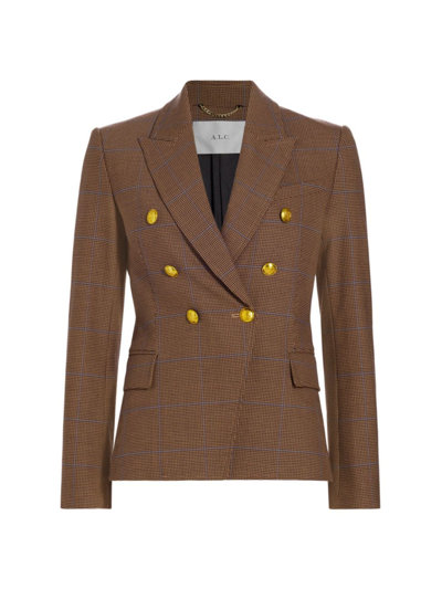 A.l.c Chelsea Check Double-breasted Jacket In Brown