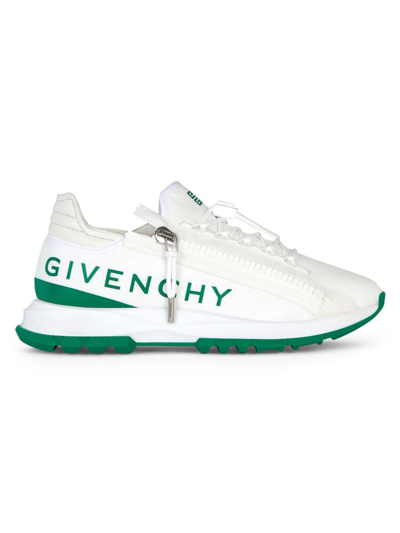 Givenchy Men's Spectre Runner Sneakers With Zip In White Green