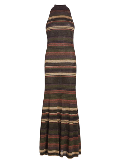 Ronny Kobo Arlo Knit Dress In Forest Brown Multi