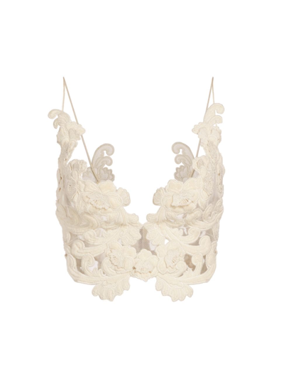 Zimmermann Sensory Velvet Lace Bodice Top In Macadamia