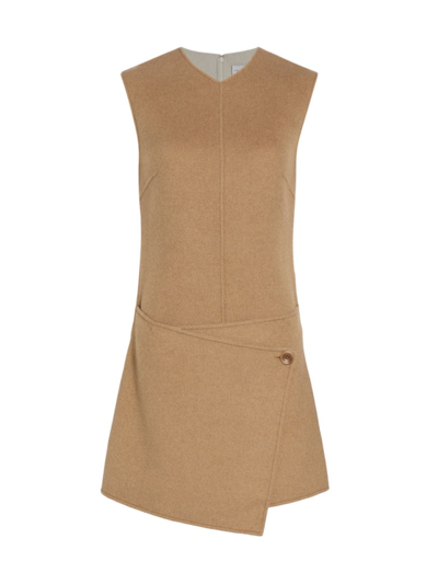 Proenza Schouler White Label Melton Wool-cashmere Double-face Sleeveless Mini Dress In Camel / Off White