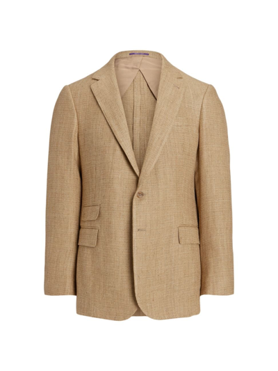 Ralph Lauren Purple Label Men's Kent Hand-tailored Basket-weave Cashmere Jacket In Taupe Multi