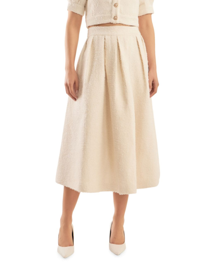 Endless Rose Premium Tweed Maxi Skirt In White