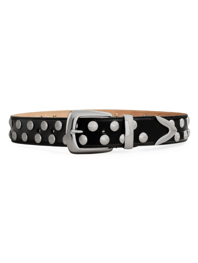 Khaite Bruno Studded Leather Belt In Black,silver