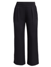 Ramy Brook Women's Joss Cropped Wide-leg Satin Pants In Black