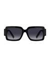 Marc Jacobs Embossed Logo Acetate Rectangle Sunglasses In Black