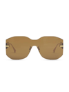 Fendi Men's 138mm Rectangular Nylon Sunglasses In Gold
