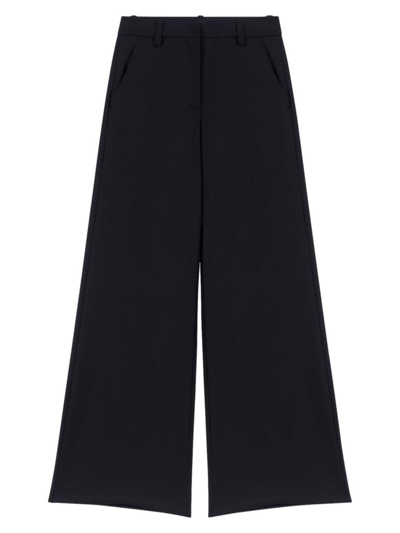 Maje Womens Noir / Gris Pimano High-rise Flared-leg Stretch-woven Trousers In Black