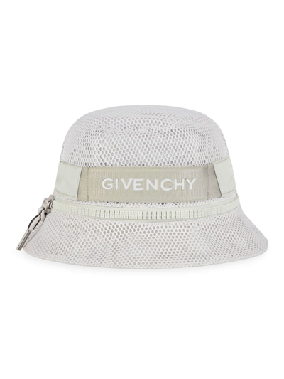 Givenchy Men's Bucket Hat In Mesh With Zip In Light Grey