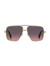 Marc Jacobs 59mm Gradient Square Sunglasses With Chain In Gold Pink Multi