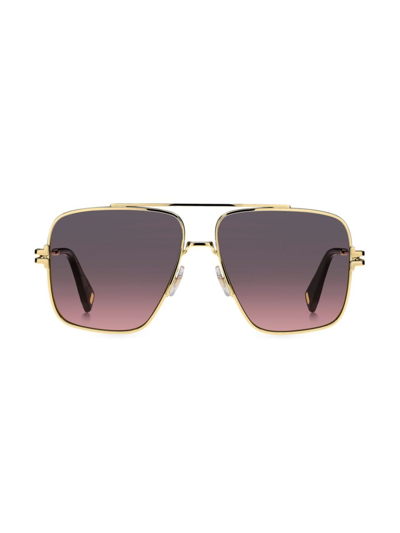Marc Jacobs 59mm Gradient Square Sunglasses With Chain In Gold Pink Multi